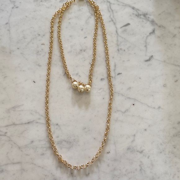 Long Elegant Adjustable Multi-Style Gold Necklace with Pearl Accents - Picture 4 of 13